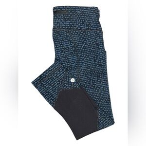 Lululemon Pace Rival Crop Leggings Shatter Weave Desert Teal Alberta BlueSize 4